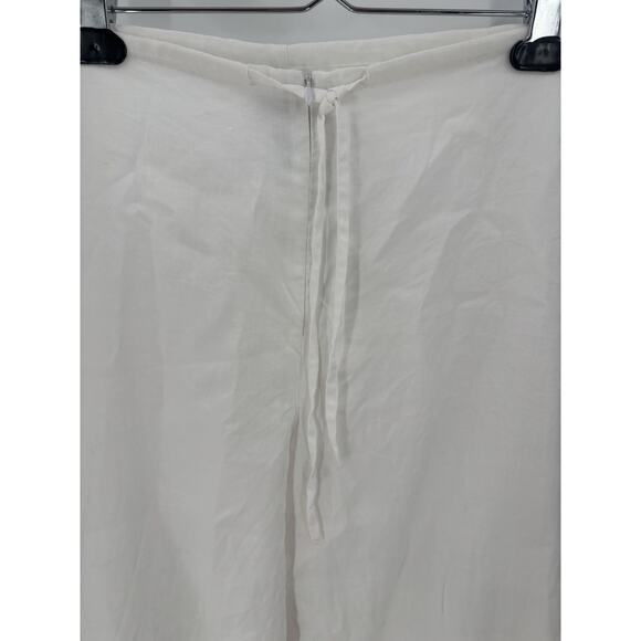 Kaelyn Max Vintage Pants Womens 14 White Canvas Sheer Floral Butterfly Cropped - Picture 5 of 16
